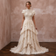 Whimsical Champagne Macrame Lace Dress for Festival Reception