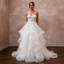 Whimsical White Horsehair Trim Organza Gown for Reception Party