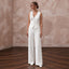 White Crepe Tailored Bridal Suit Vest and Wide Leg Trouser Set