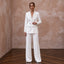 White Crepe Tailored Double - Breasted Bridal Blazer and Wide Leg Pants - Apparel & Accessories > Clothing > Wedding & Bridal Party Dresses > Wedding Dresses - Mignonette Bridal