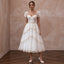 White Dotted Swiss Tulle Tea-Length Dress for 1950s Themed Reception