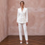 White Matte Satin Double - Breasted Bridal Blazer and Trouser Set - Apparel & Accessories > Clothing > Wedding & Bridal Party Dresses > Wedding Dresses - Mignonette Bridal