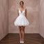 White Organza Bubble Hem Mini Bridal Dress for After-Party