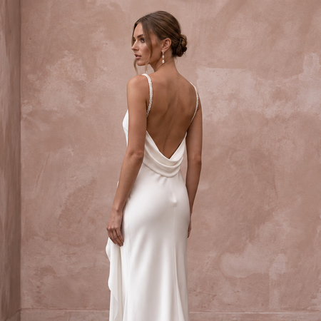 White Silk Charmeuse Bias Cut Slip Dress for Elopement