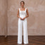 White Stretch Crepe Square Neck Jumpsuit for Courthouse Wedding