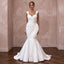 White Taffeta Asymmetrical Draped Bodice Mermaid Gown