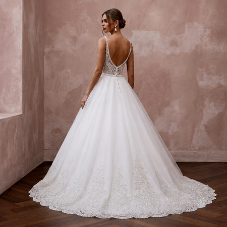 White Wedding Dresses with Classic Ball Gown Silhouettes - Apparel & Accessories > Clothing > Wedding & Bridal Party Dresses > Wedding Dresses - Mignonette Bridal