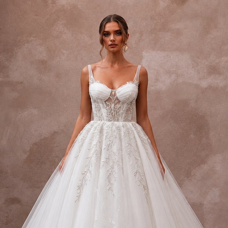 White Wedding Dresses with Elegant Ball Gown Silhouettes