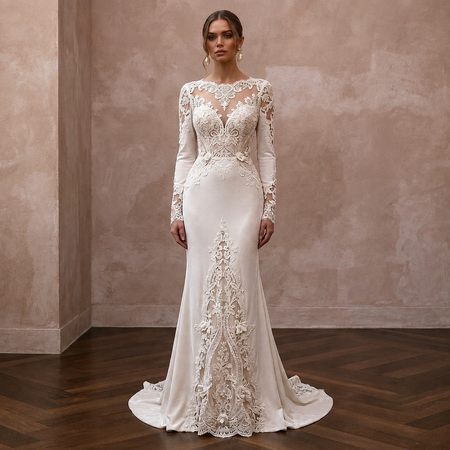 Winter Wedding Dresses with Velvet and Lace Elegance