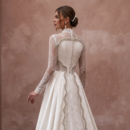 Winter Wedding Dresses with Velvet and Lace Elegance - Apparel & Accessories > Clothing > Wedding & Bridal Party Dresses > Wedding Dresses - Mignonette Bridal