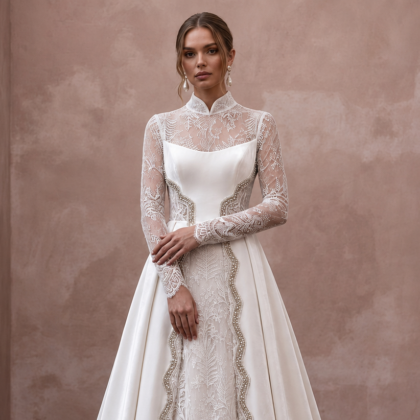 Winter Wedding Dresses with Velvet and Lace Elegance