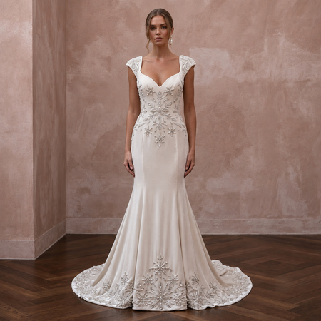 Winter Wedding Dresses with Velvet and Pearl Accents
