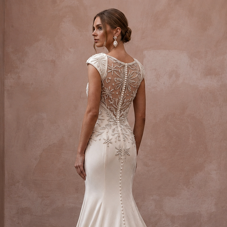 Winter Wedding Dresses with Velvet and Pearl Accents
