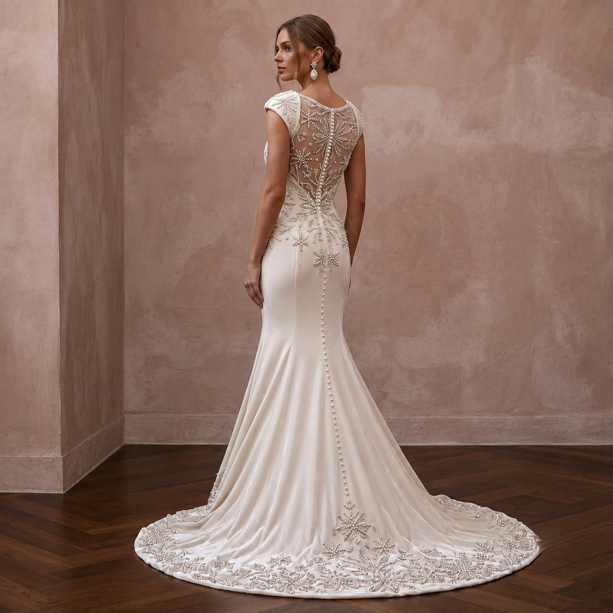 Winter Wedding Dresses with Velvet and Pearl Accents Secondary image