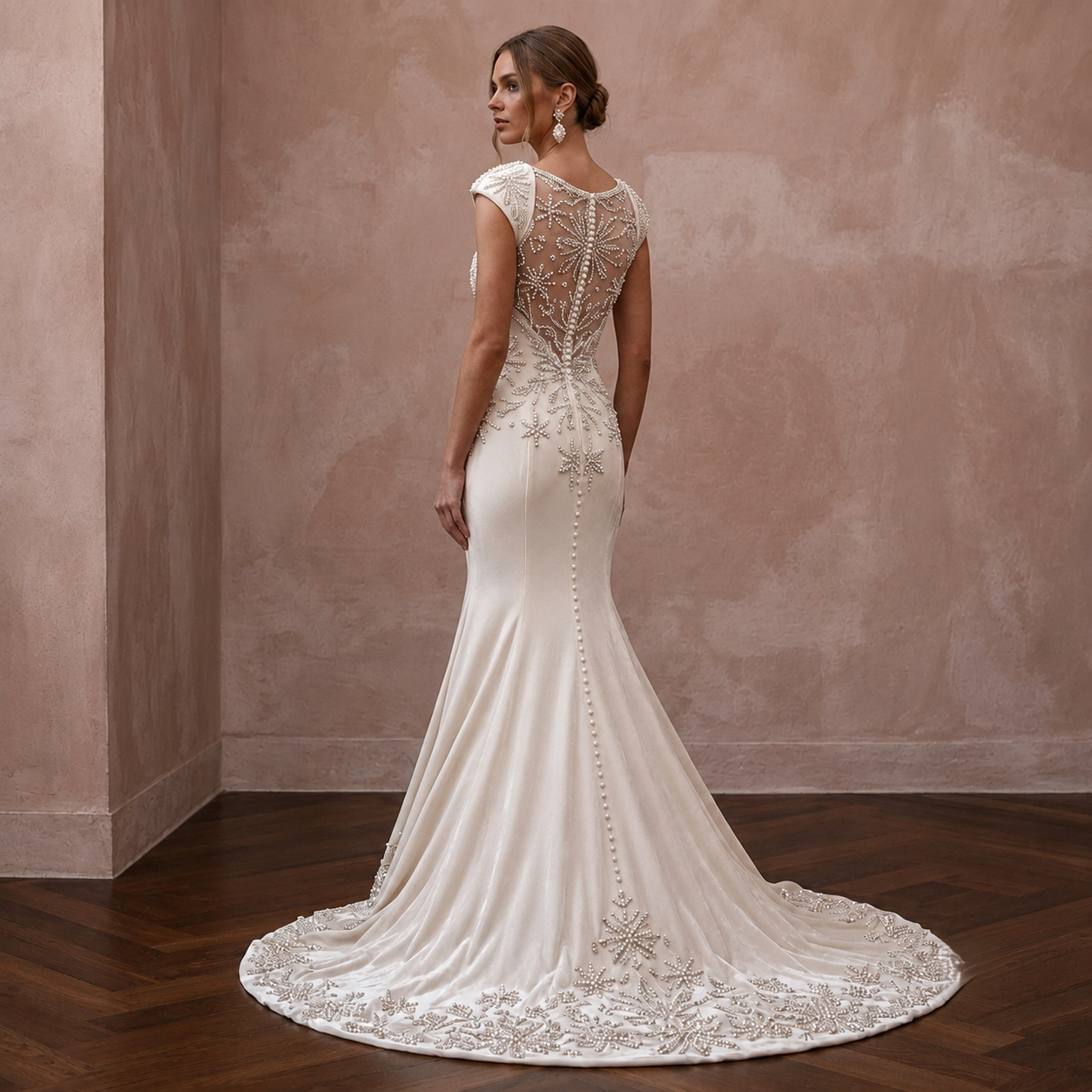 Winter Wedding Dresses with Velvet and Pearl Accents Secondary image