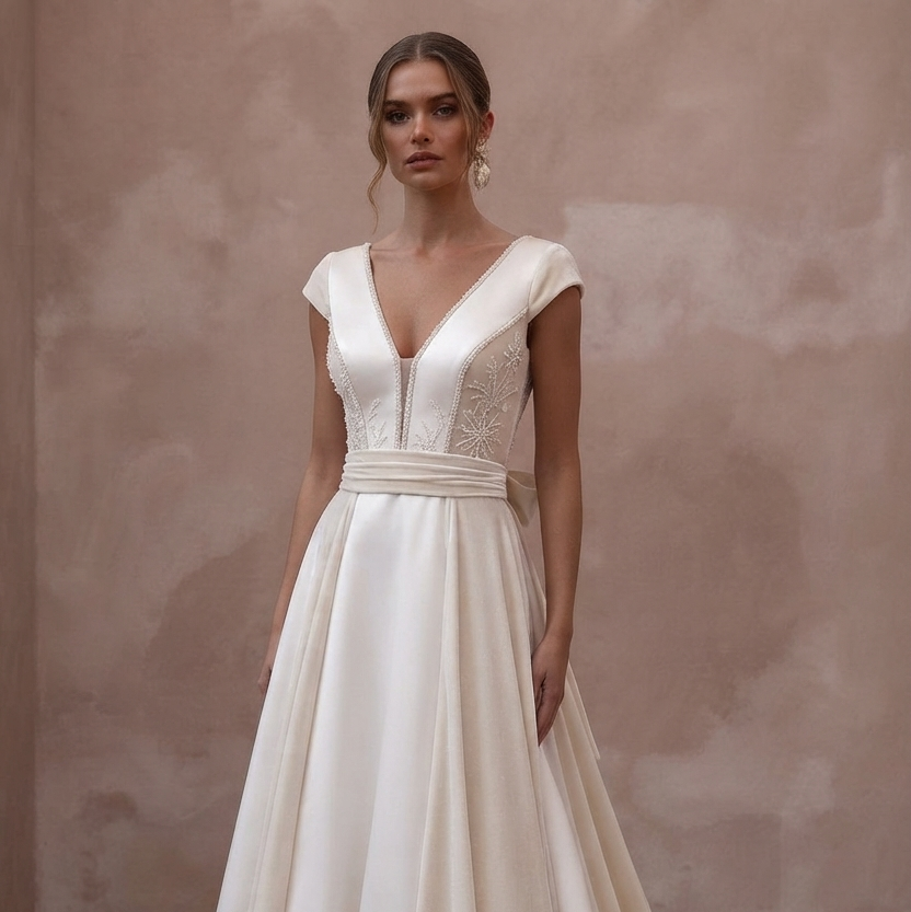 Winter Wedding Dresses with Velvet and Satin Details